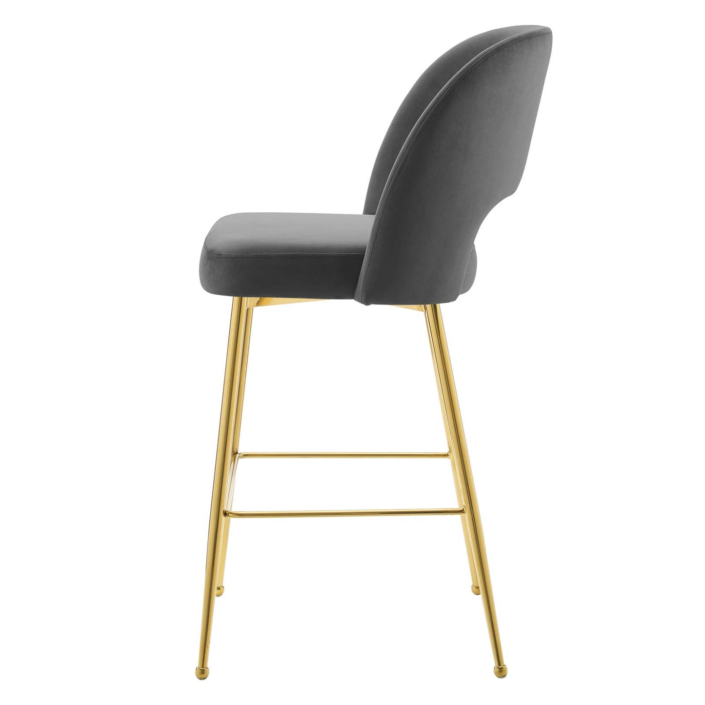 Rouse Performance Velvet Bar Stool, Velvet, Metal Steel, Dark Grey Gray, 20389
