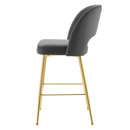 Rouse Performance Velvet Bar Stool, Velvet, Metal Steel, Dark Grey Gray, 20389