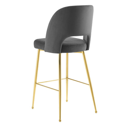 Rouse Performance Velvet Bar Stool, Velvet, Metal Steel, Dark Grey Gray, 20389