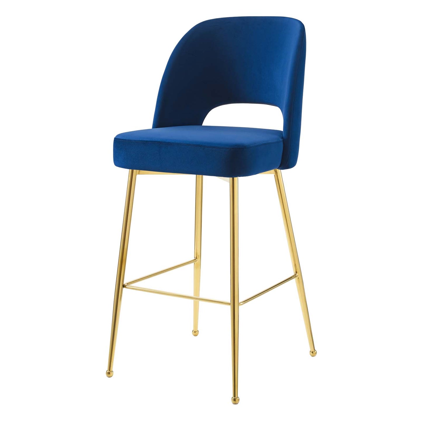 Rouse Performance Velvet Bar Stool, Velvet, Metal Steel, Blue Navy, 20390