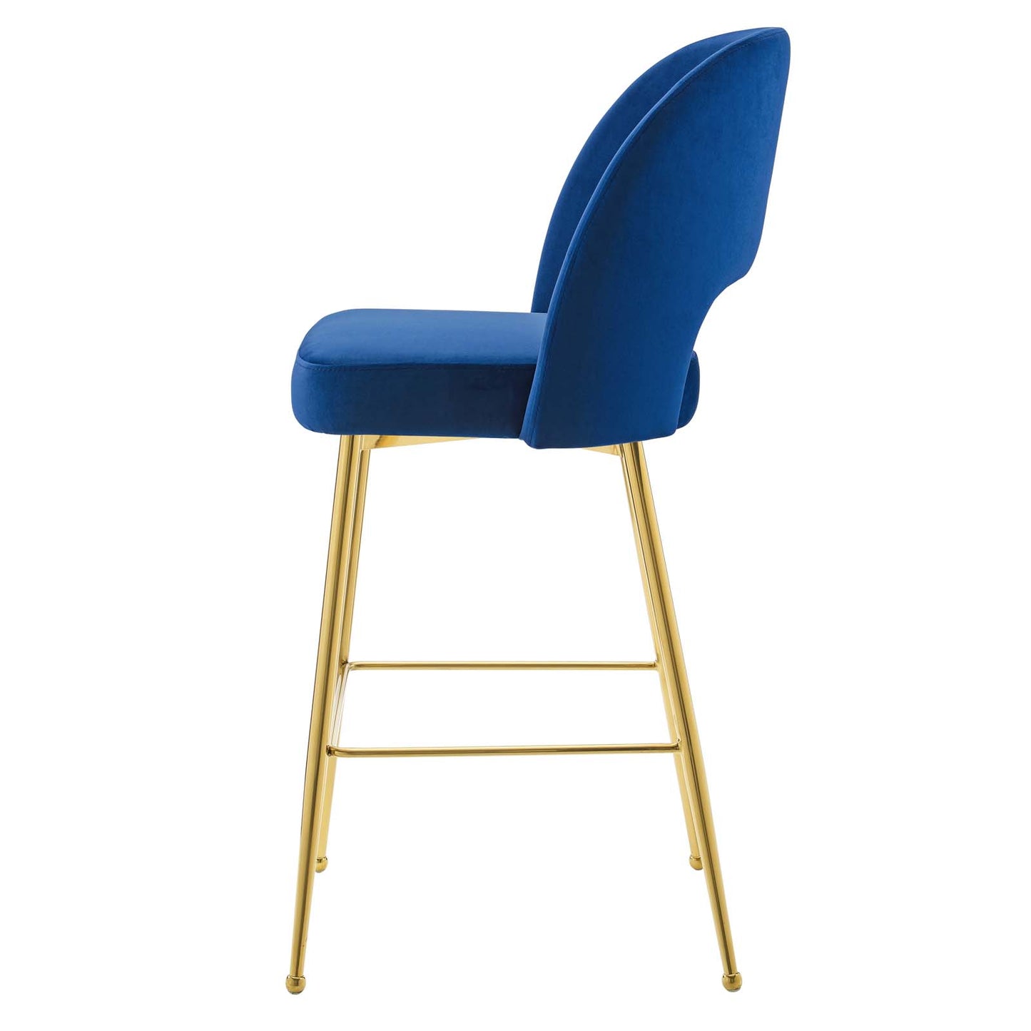 Rouse Performance Velvet Bar Stool, Velvet, Metal Steel, Blue Navy, 20390