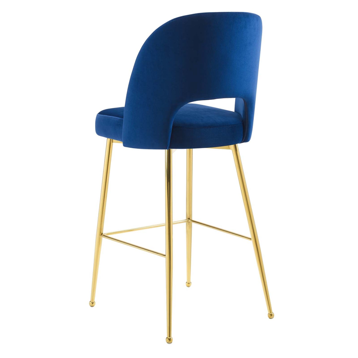 Rouse Performance Velvet Bar Stool, Velvet, Metal Steel, Blue Navy, 20390