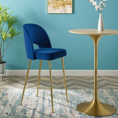 Rouse Performance Velvet Bar Stool, Velvet, Metal Steel, Blue Navy, 20390