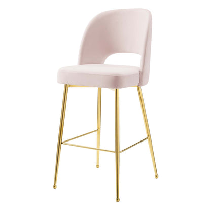 Rouse Performance Velvet Bar Stool, Velvet, Metal Steel, Pink, 20391