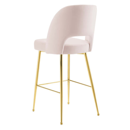 Rouse Performance Velvet Bar Stool, Velvet, Metal Steel, Pink, 20391