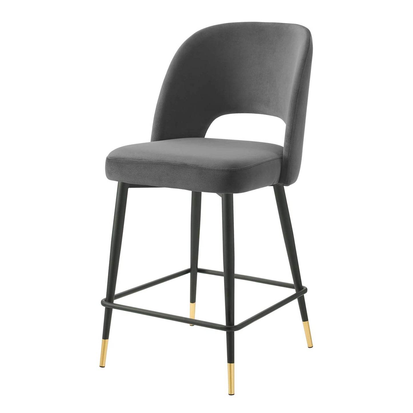 Rouse Performance Velvet Counter Stool, Velvet, Metal Steel, Dark Grey Gray, 20393