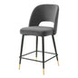 Rouse Performance Velvet Counter Stool, Velvet, Metal Steel, Dark Grey Gray, 20393