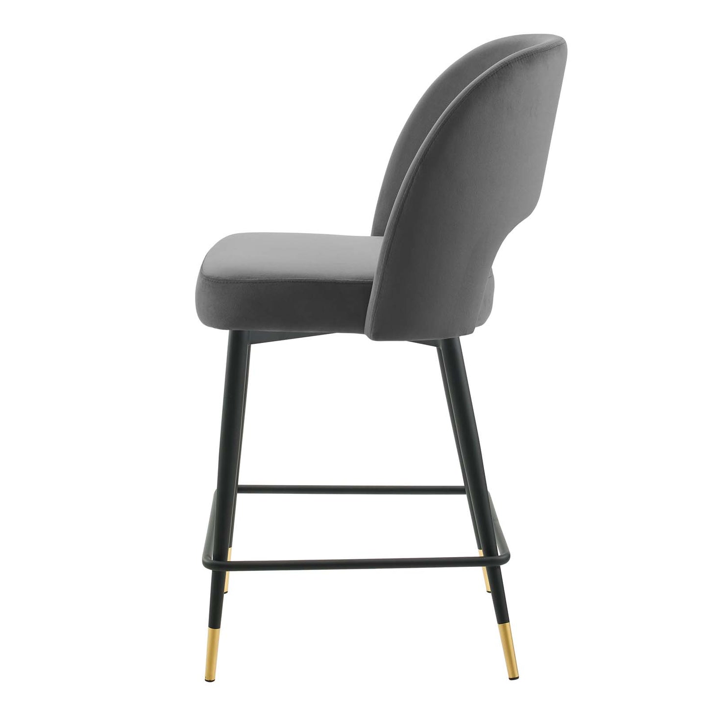 Rouse Performance Velvet Counter Stool, Velvet, Metal Steel, Dark Grey Gray, 20393