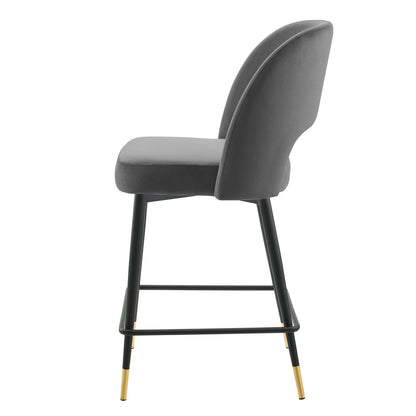 Rouse Performance Velvet Counter Stool, Velvet, Metal Steel, Dark Grey Gray, 20393