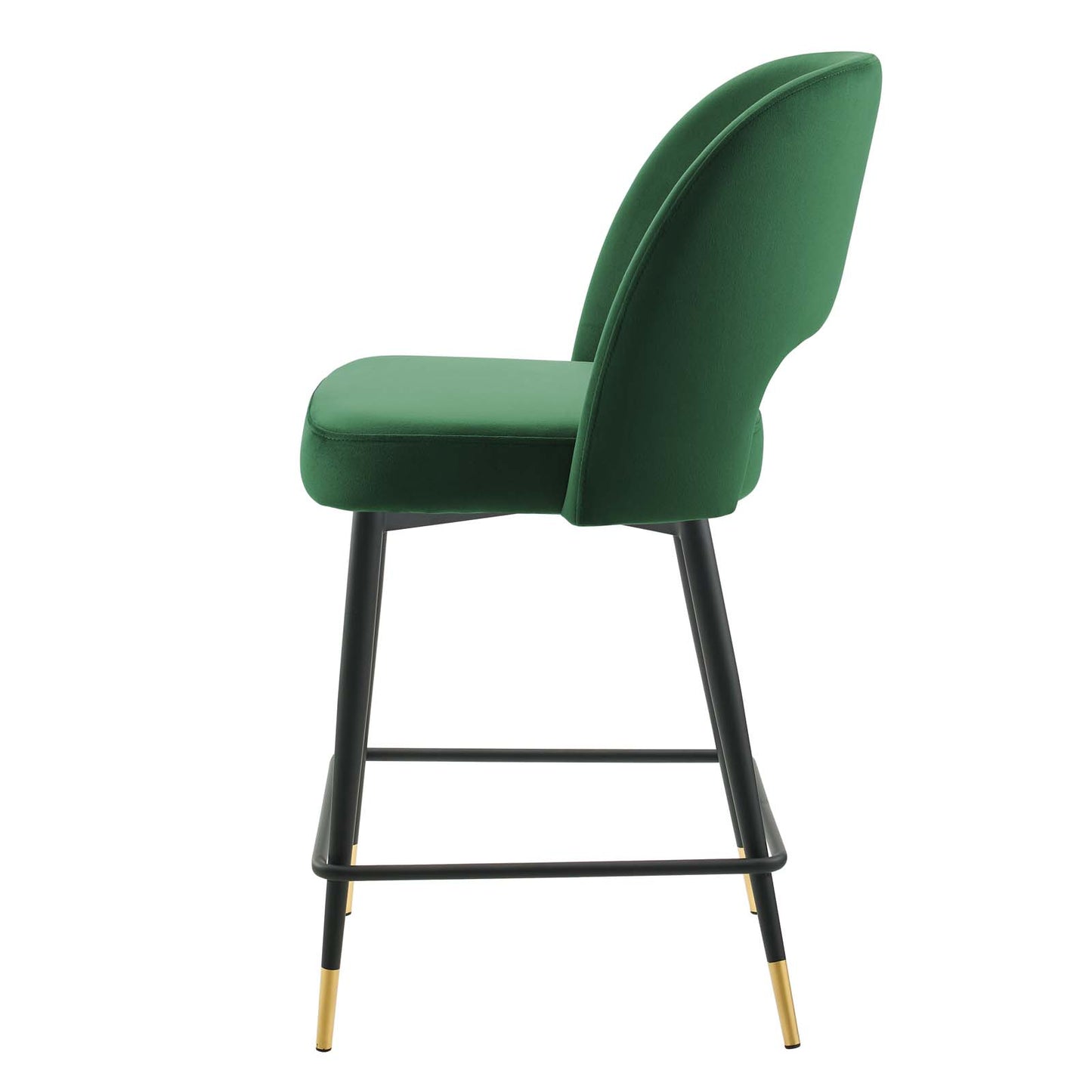 Rouse Performance Velvet Counter Stool, Velvet, Metal Steel, Green, 20394