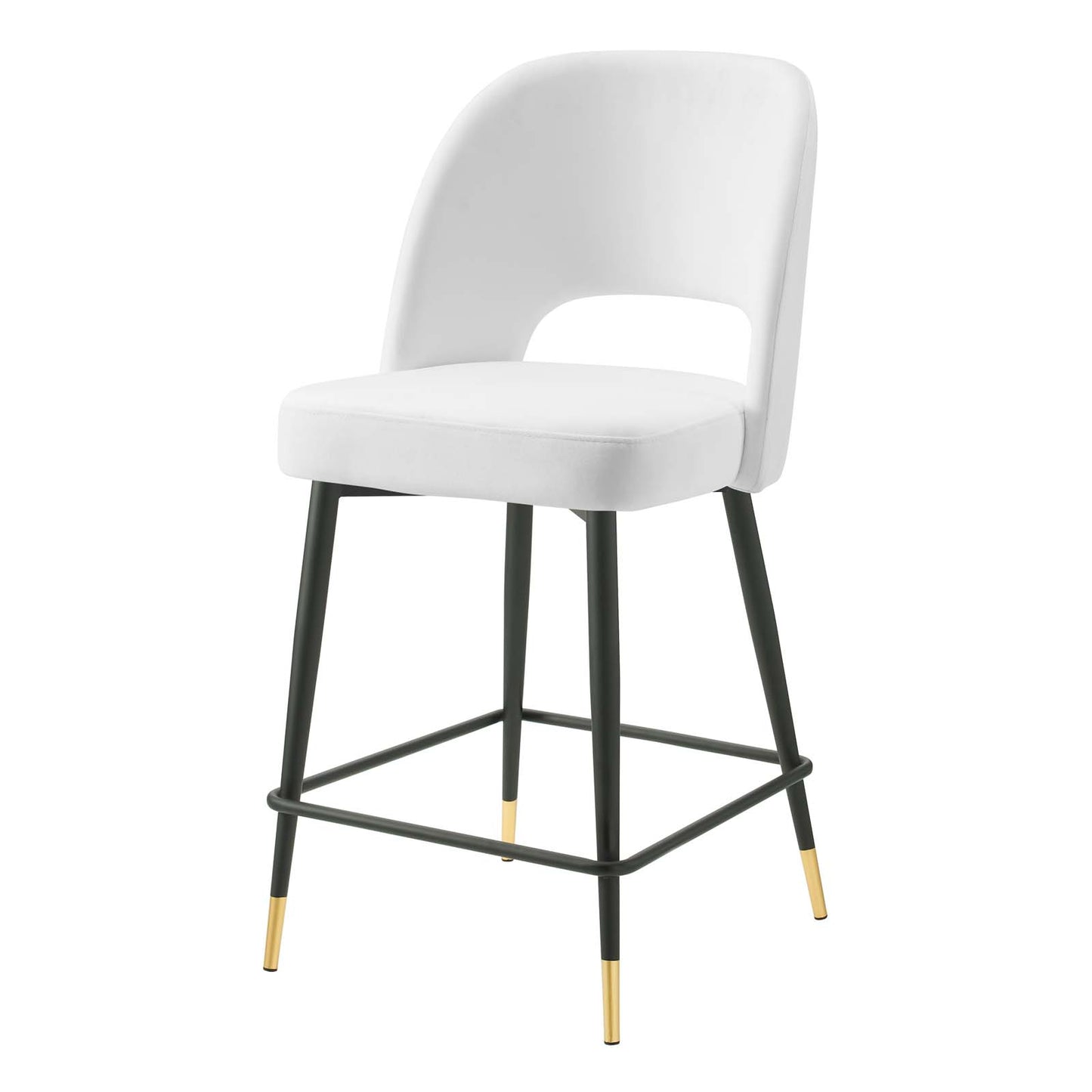 Rouse Performance Velvet Counter Stool, Velvet, Metal Steel, White, 20397