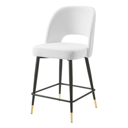 Rouse Performance Velvet Counter Stool, Velvet, Metal Steel, White, 20397