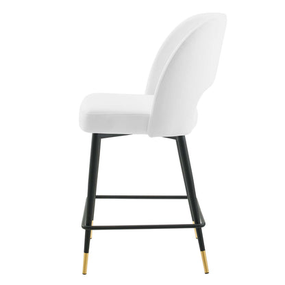 Rouse Performance Velvet Counter Stool, Velvet, Metal Steel, White, 20397