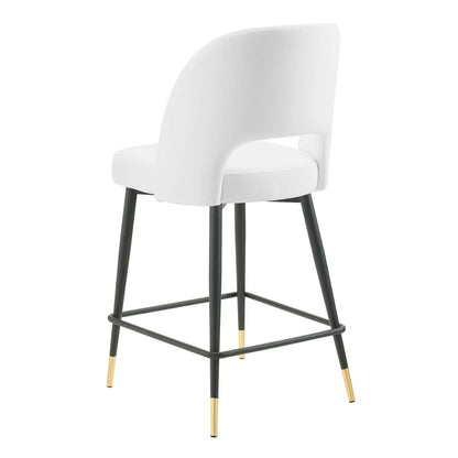 Rouse Performance Velvet Counter Stool, Velvet, Metal Steel, White, 20397