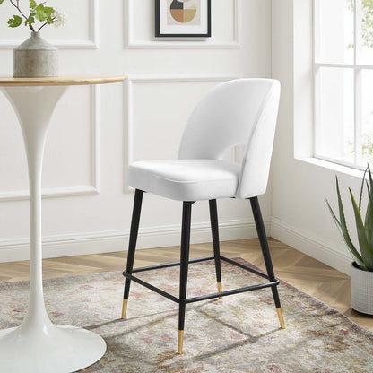 Rouse Performance Velvet Counter Stool, Velvet, Metal Steel, White, 20397