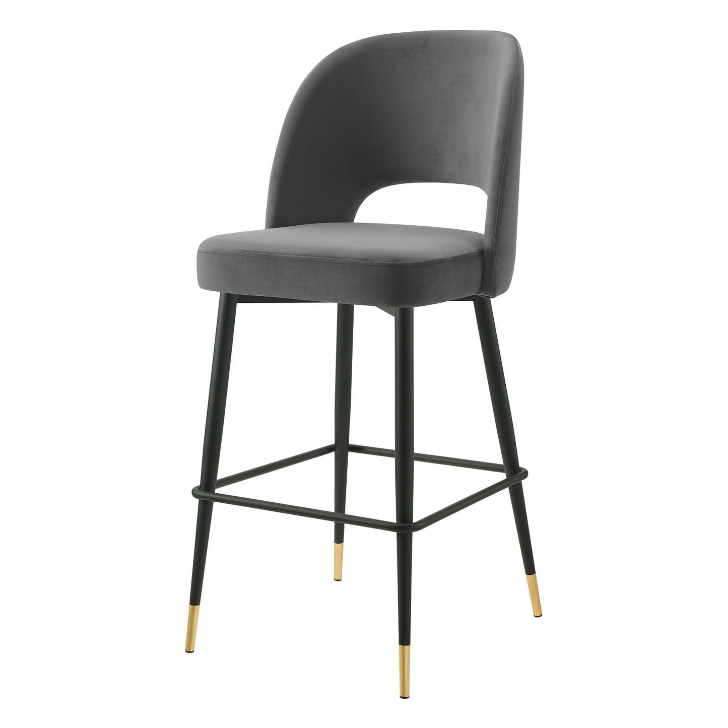 Rouse Performance Velvet Bar Stool, Velvet, Metal Steel, Dark Grey Gray, 20398