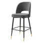 Rouse Performance Velvet Bar Stool, Velvet, Metal Steel, Dark Grey Gray, 20398