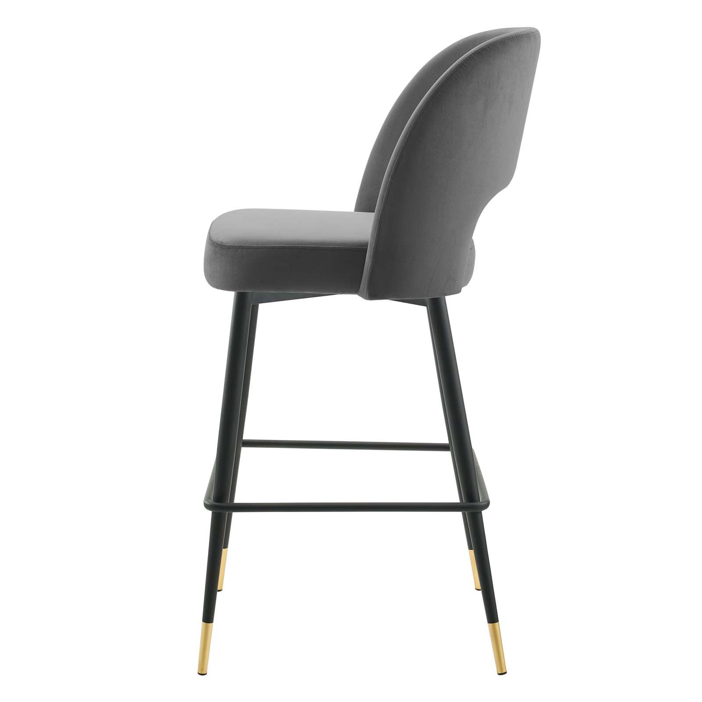 Rouse Performance Velvet Bar Stool, Velvet, Metal Steel, Dark Grey Gray, 20398