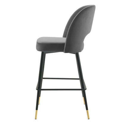 Rouse Performance Velvet Bar Stool, Velvet, Metal Steel, Dark Grey Gray, 20398