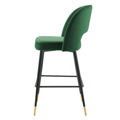 Rouse Performance Velvet Bar Stool, Velvet, Metal Steel, Green, 20399