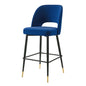 Rouse Performance Velvet Bar Stool, Velvet, Metal Steel, Blue Navy, 20400