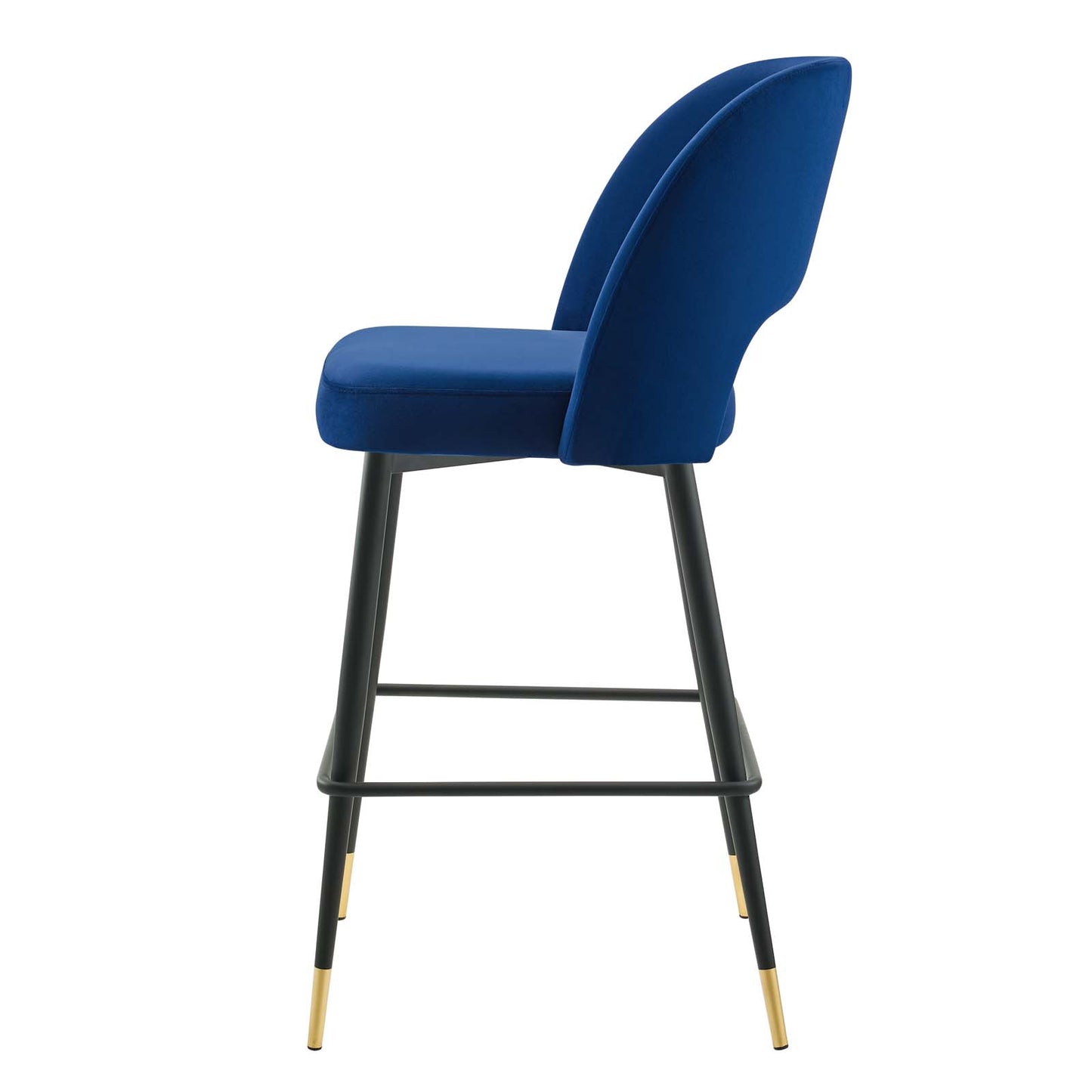 Rouse Performance Velvet Bar Stool, Velvet, Metal Steel, Blue Navy, 20400