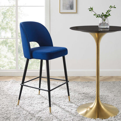 Rouse Performance Velvet Bar Stool, Velvet, Metal Steel, Blue Navy, 20400
