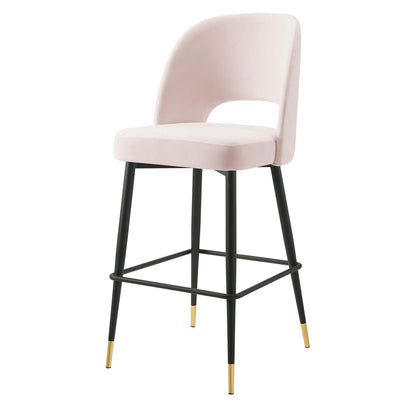 Rouse Performance Velvet Bar Stool, Velvet, Metal Steel, Pink, 20401