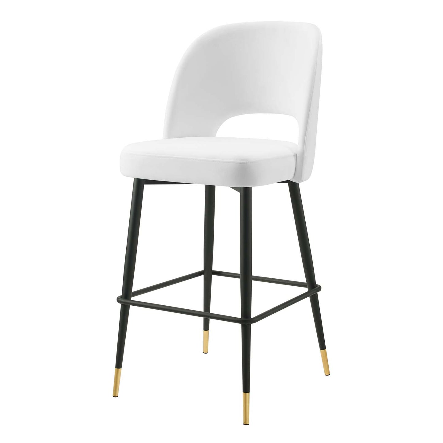 Rouse Performance Velvet Bar Stool, Velvet, Metal Steel, White, 20402
