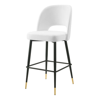 Rouse Performance Velvet Bar Stool, Velvet, Metal Steel, White, 20402