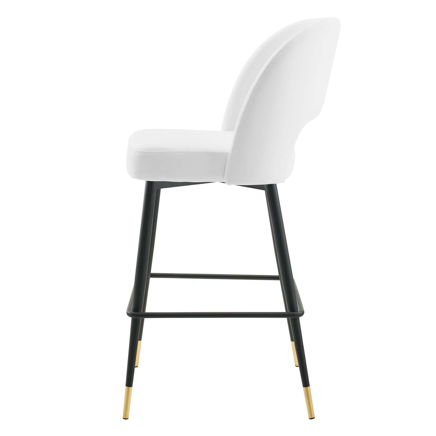 Rouse Performance Velvet Bar Stool, Velvet, Metal Steel, White, 20402