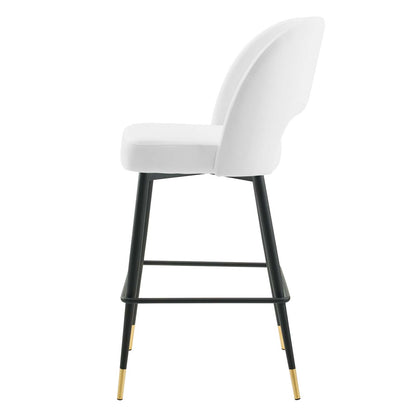 Rouse Performance Velvet Bar Stool, Velvet, Metal Steel, White, 20402