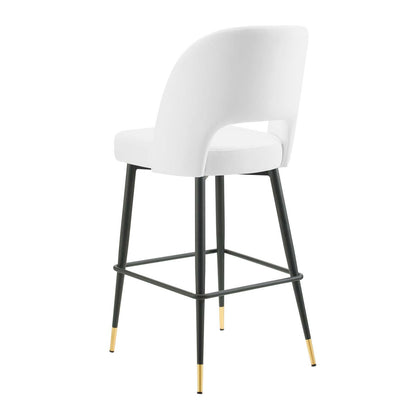 Rouse Performance Velvet Bar Stool, Velvet, Metal Steel, White, 20402