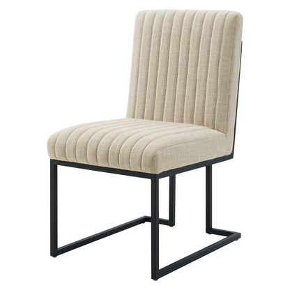 Indulge Channel Tufted Fabric Dining Chair, Fabric, Metal Steel, Beige, 20403