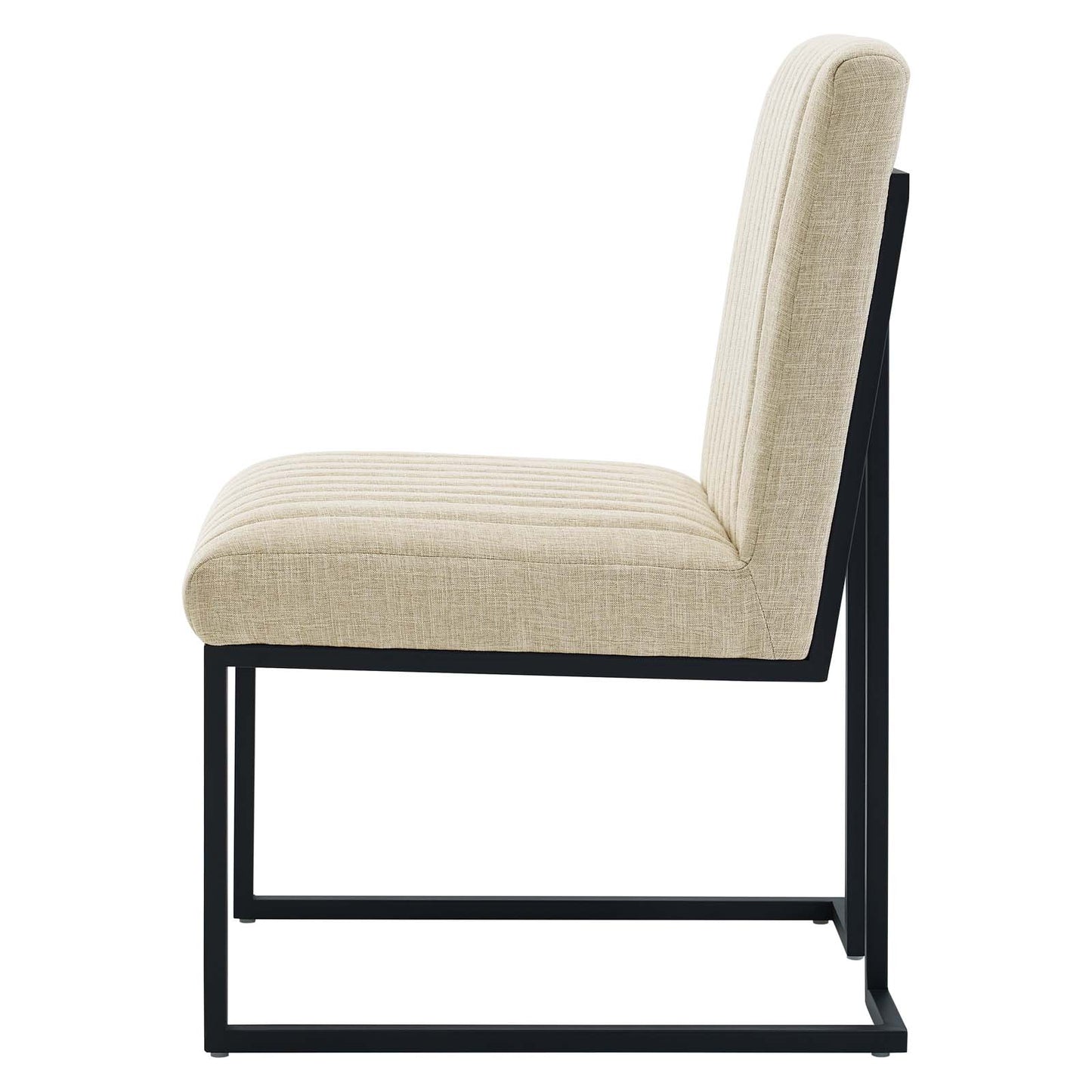 Indulge Channel Tufted Fabric Dining Chair, Fabric, Metal Steel, Beige, 20403
