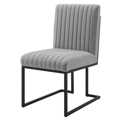 Indulge Channel Tufted Fabric Dining Chair, Fabric, Metal Steel, Light Grey Gray, 20404