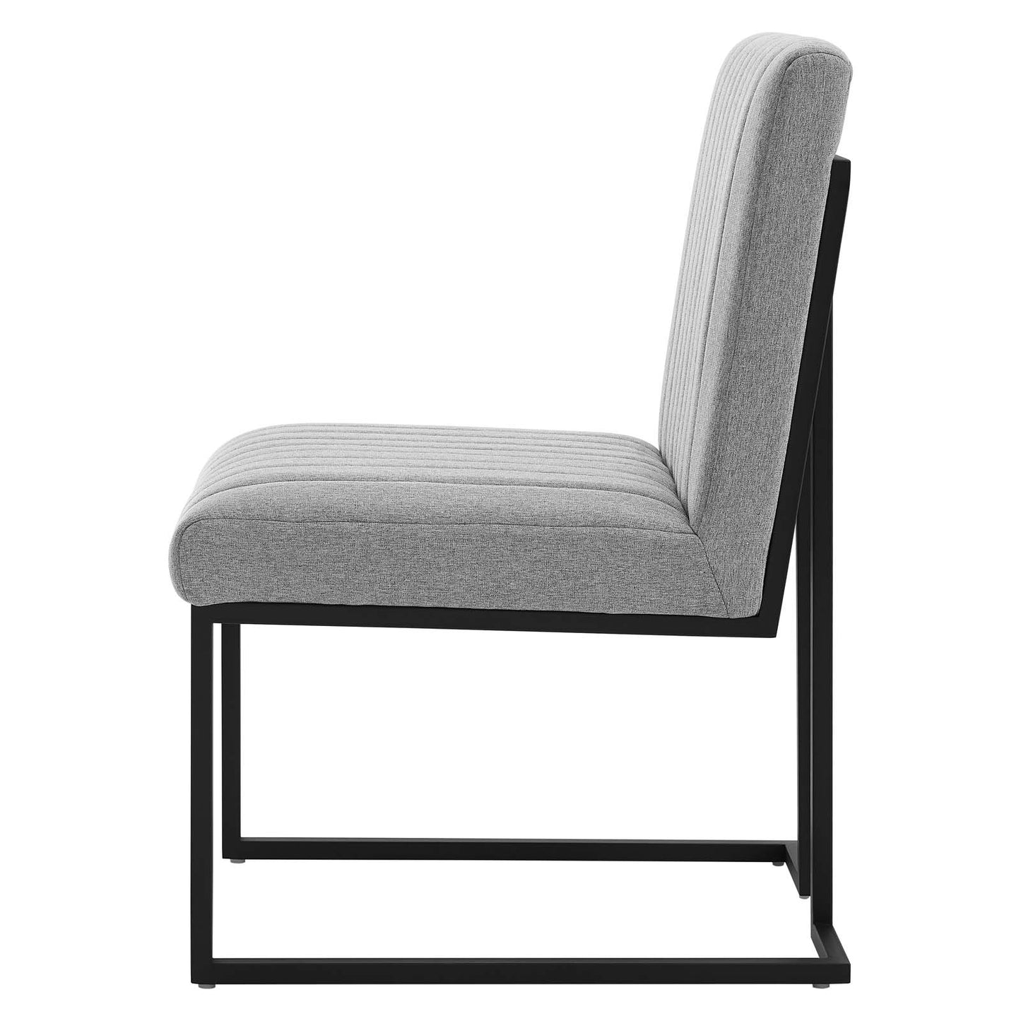 Indulge Channel Tufted Fabric Dining Chair, Fabric, Metal Steel, Light Grey Gray, 20404