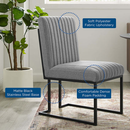 Indulge Channel Tufted Fabric Dining Chair, Fabric, Metal Steel, Light Grey Gray, 20404