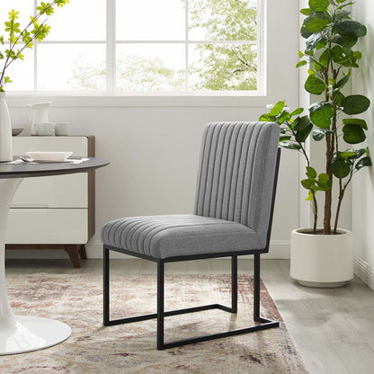 Indulge Channel Tufted Fabric Dining Chair, Fabric, Metal Steel, Light Grey Gray, 20404