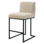 Indulge Channel Tufted Fabric Counter Stool, Fabric, Metal Steel, Beige, 20406