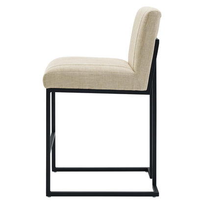 Indulge Channel Tufted Fabric Counter Stool, Fabric, Metal Steel, Beige, 20406