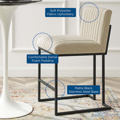Indulge Channel Tufted Fabric Counter Stool, Fabric, Metal Steel, Beige, 20406