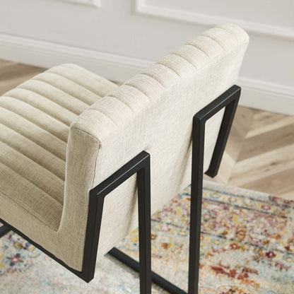 Indulge Channel Tufted Fabric Counter Stool, Fabric, Metal Steel, Beige, 20406