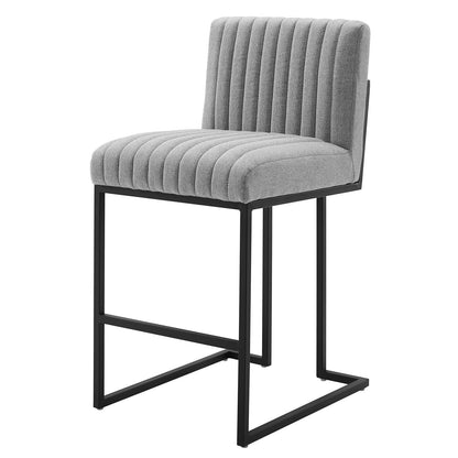 Indulge Channel Tufted Fabric Counter Stool, Fabric, Metal Steel, Light Grey Gray, 20407