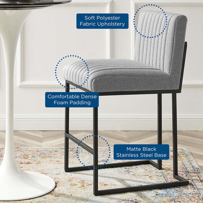 Indulge Channel Tufted Fabric Counter Stool, Fabric, Metal Steel, Light Grey Gray, 20407