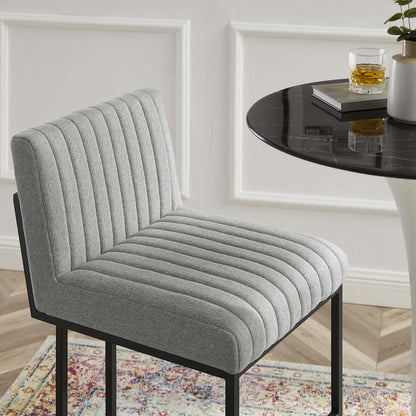 Indulge Channel Tufted Fabric Counter Stool, Fabric, Metal Steel, Light Grey Gray, 20407