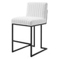 Indulge Channel Tufted Fabric Counter Stool, Fabric, Metal Steel, White, 20408