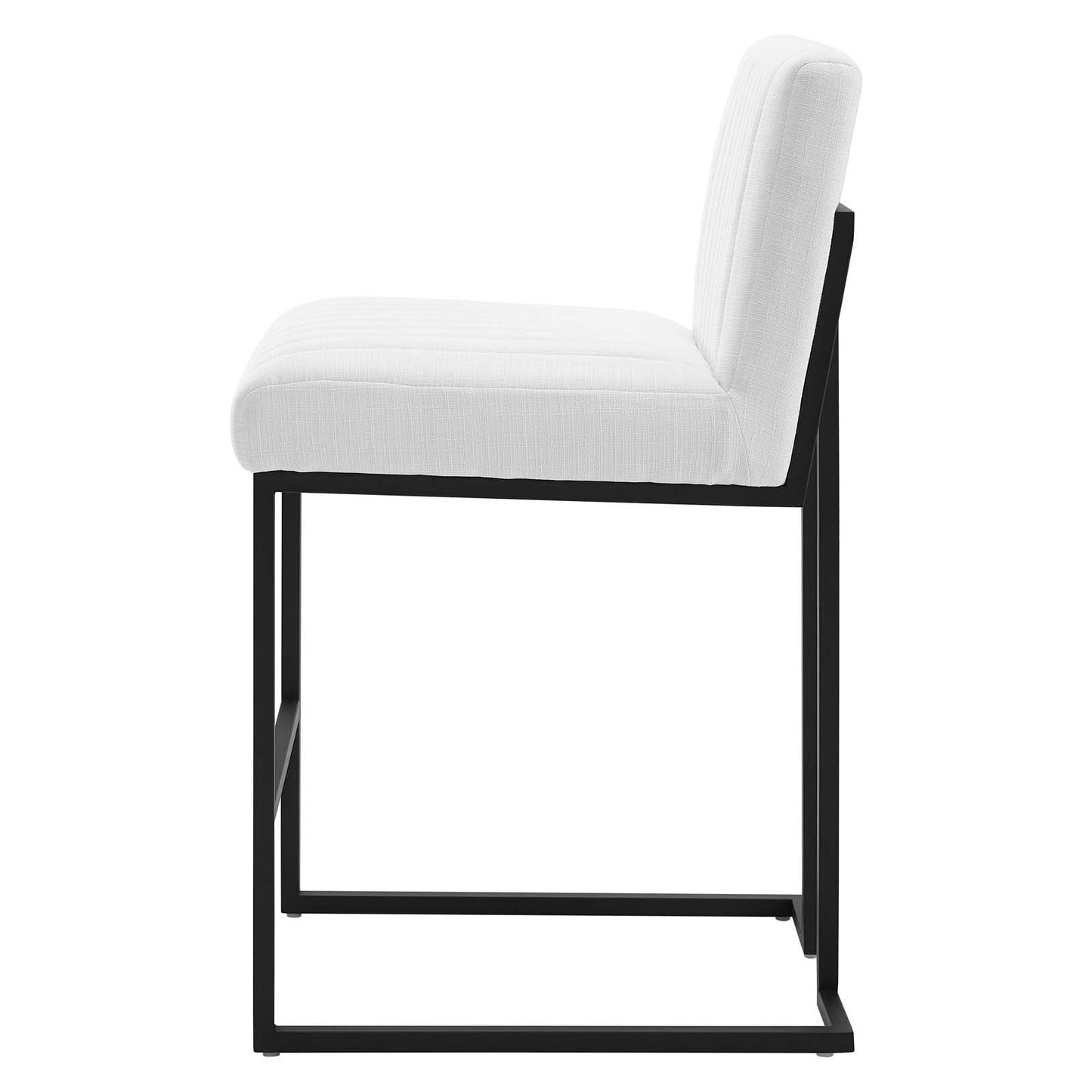 Indulge Channel Tufted Fabric Counter Stool, Fabric, Metal Steel, White, 20408