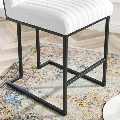 Indulge Channel Tufted Fabric Counter Stool, Fabric, Metal Steel, White, 20408