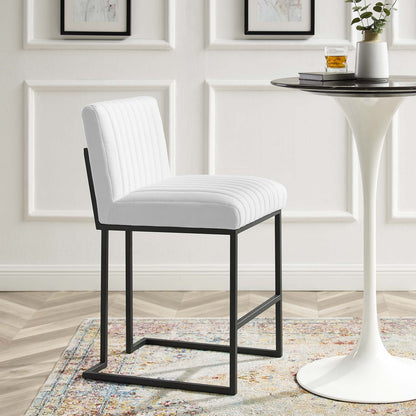 Indulge Channel Tufted Fabric Counter Stool, Fabric, Metal Steel, White, 20408